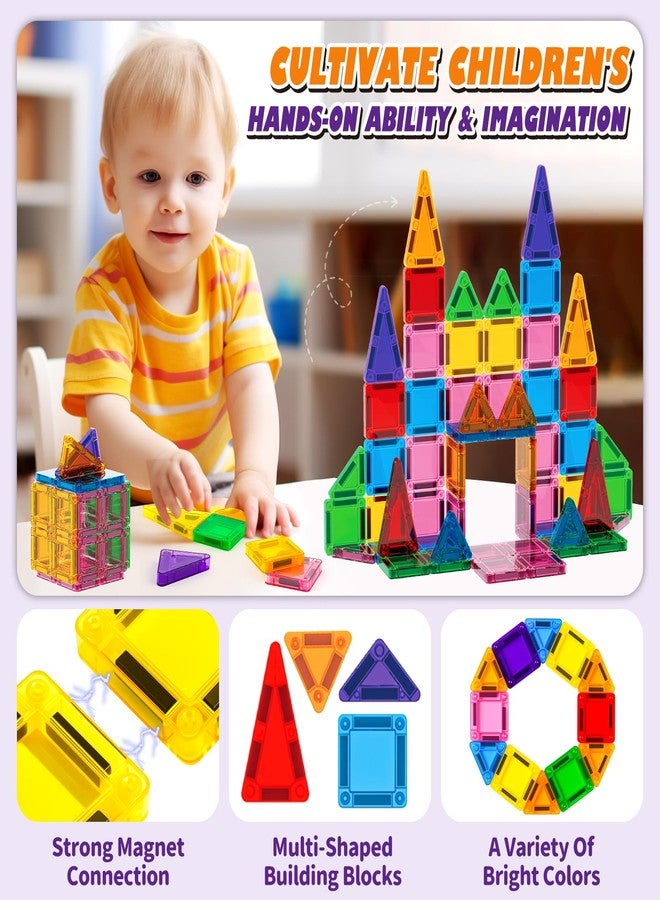 Ferthor Fun Mini Magnetic Tiles Travel Set,1.48 inch Colorful Magnetic Blocks for Kids Ages 4-8,Creative Building Toys,STEM Educational Learning Sensory&Montessori Toys for 3+ Year Old Boys Girls - Image 4